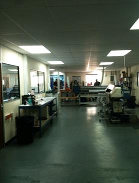 The print room was a open plan area with 5 printer beds printing 24hrs a day.